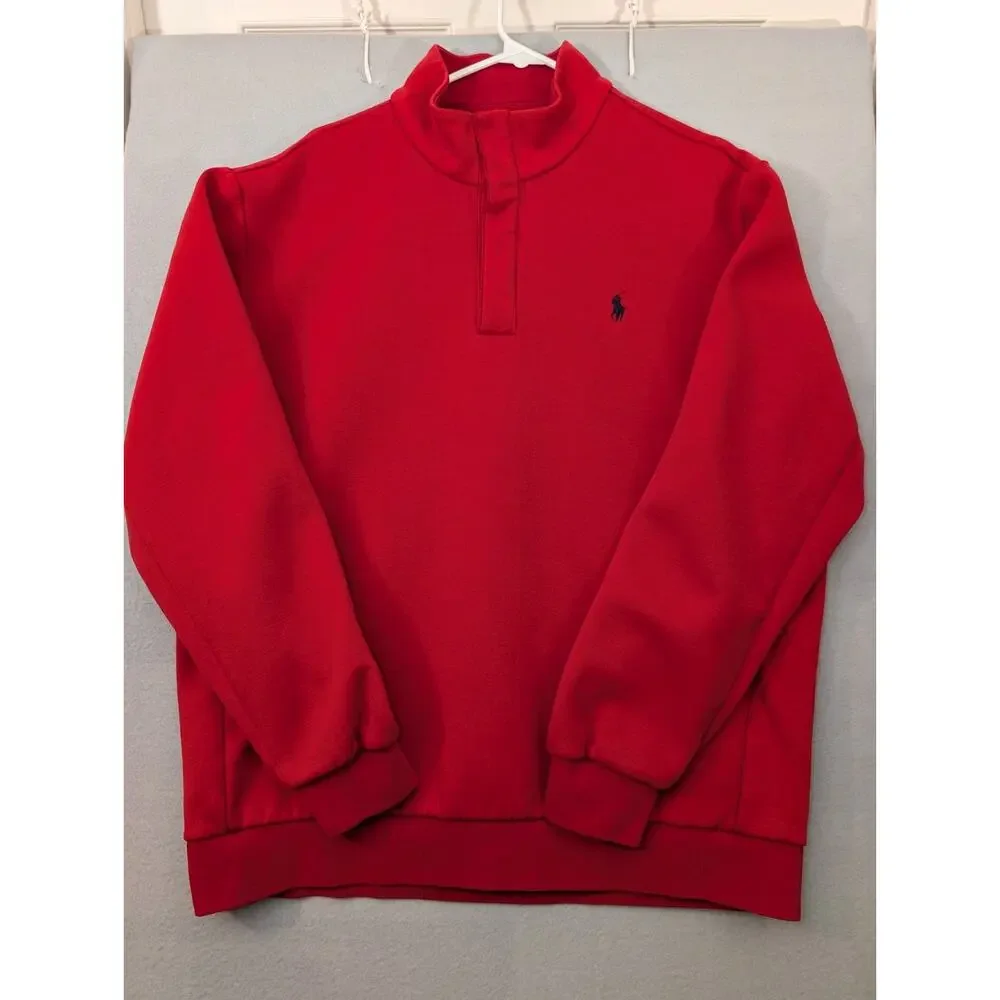 Polo Ralph Lauren Men’s Pullover Sweater Size XL Quarter Zip Red Cotton